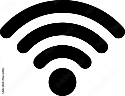 Black Wi Fi Signal with Four Bars and a Dot WiFi