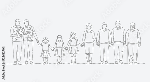 Group of People Standing Together Hand in Hand.