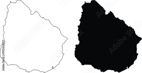 Uruguay outline map and silhouette country