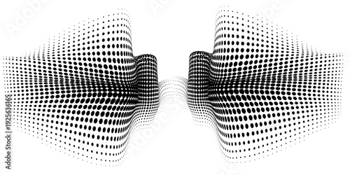 Wave halftone pattern. Halftone dots background