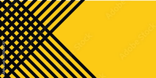 Horizontal and crossed caution tapes with black and yellow chevron print. Warn borders in construction work zone or criminal scene.