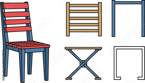 3D Isometric Cube Vector Illustration Set with Blue and White Geometric Box Icons Showing Front Hidden and Outer Stroke Views