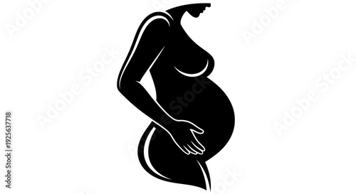 Pregnant Woman Silhouette Expecting Motherhood Profile.