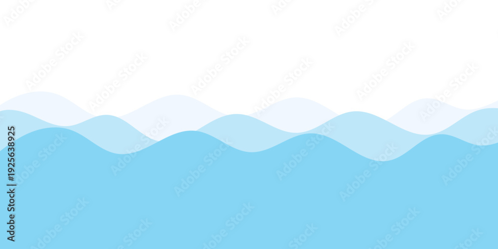 Fototapeta premium Abstract Blue Ocean Waves Vector Background with Layered Curvy Shapes