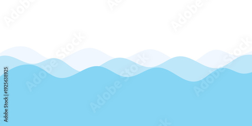 Abstract Blue Ocean Waves Vector Background with Layered Curvy Shapes