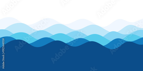 Abstract Blue Ocean Waves Vector Background with Layered Curvy Shapes