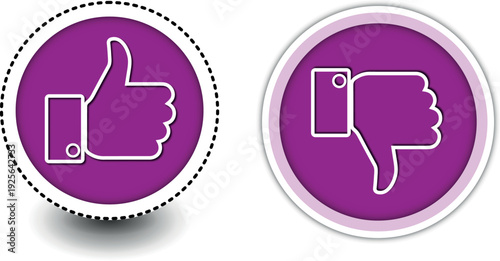 Illustration of thumbs up and down buttons. Vector Thumbs Up and Down Buttons.
