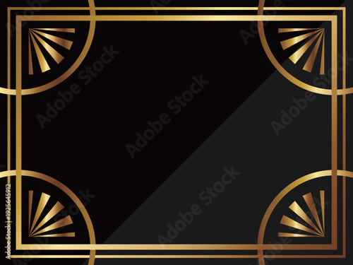 高級感のあるアールデコ背景　ブラック＆ゴールド
