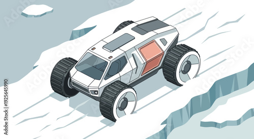 Futuristic Space Rover on Ice Surface.