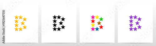 Stars Twinkle Rating Letter Alphabet Initial Logo Design B
