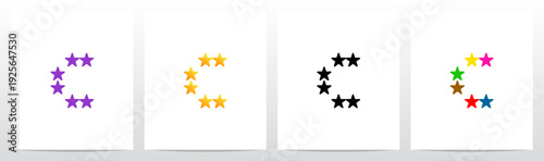 Stars Twinkle Rating Letter Alphabet Initial Logo Design C