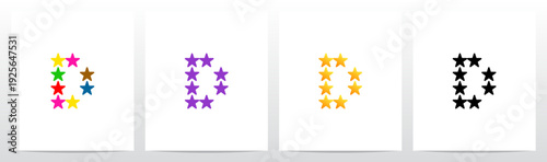 Stars Twinkle Rating Letter Alphabet Initial Logo Design D