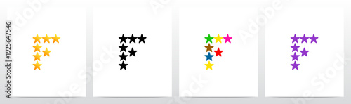 Stars Twinkle Rating Letter Alphabet Initial Logo Design F