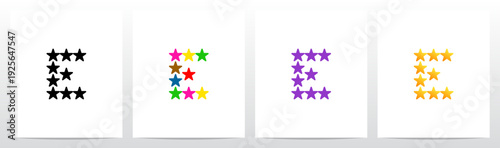 Stars Twinkle Rating Letter Alphabet Initial Logo Design E