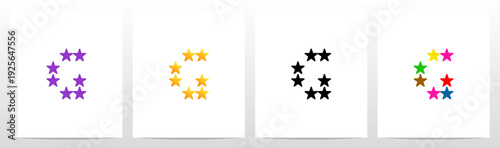 Stars Twinkle Rating Letter Alphabet Initial Logo Design G