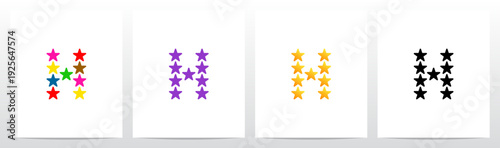 Stars Twinkle Rating Letter Alphabet Initial Logo Design H