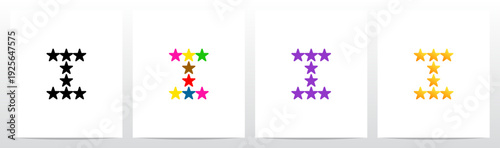 Stars Twinkle Rating Letter Alphabet Initial Logo Design I