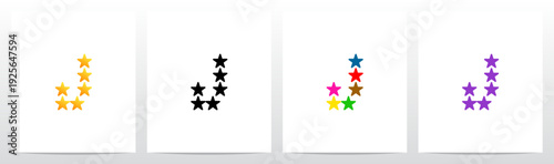 Stars Twinkle Rating Letter Alphabet Initial Logo Design J