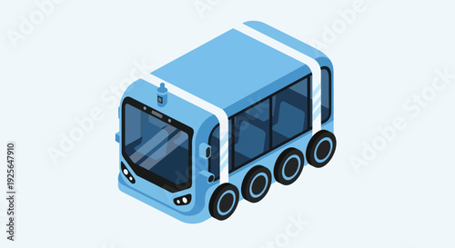 Blue Futuristic Bus with Large Windows.