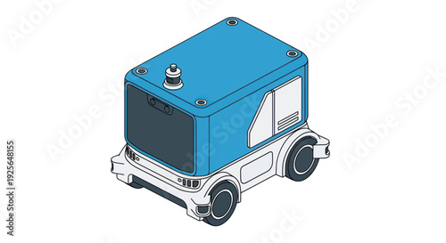 Blue Camper Van Illustration Isolated White.