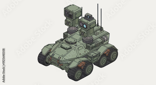Military Tank Vehicle 3D Model Illustration.