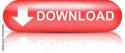 download button for internet website use. Blue Download icon on isolated white background with shadow.