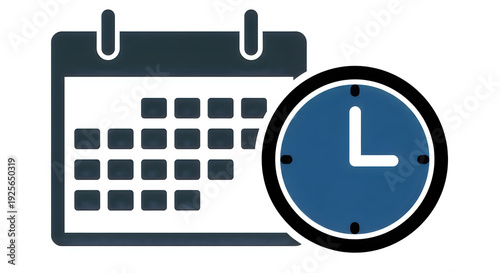 A calendar and clock icon representing scheduling