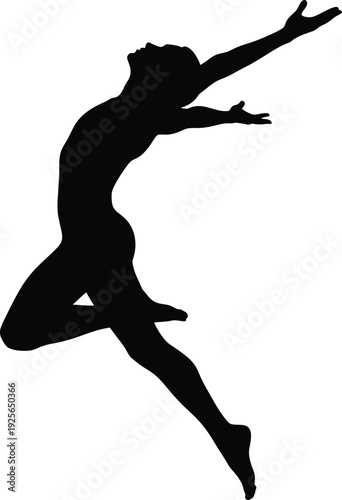 Dancer Leaping in Air Silhouette