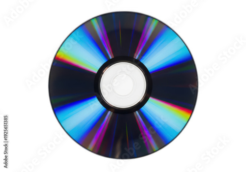 Cd disk with rainbow reflection isolated on transparent background