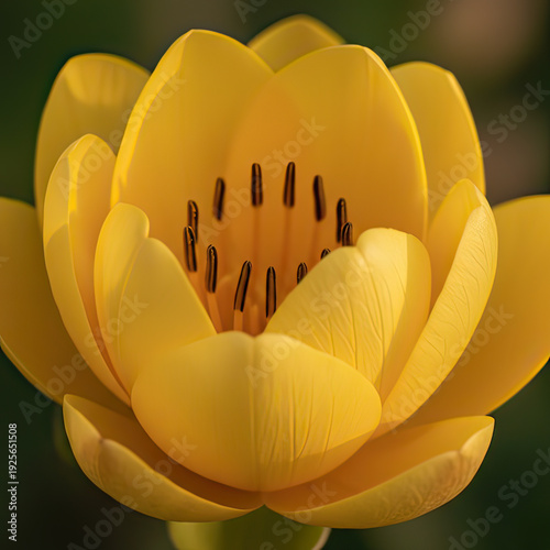 Yellow Lotus Flower Close Up in Bloom