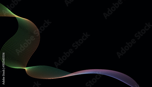 Colorful abstract wave design against a completely black background