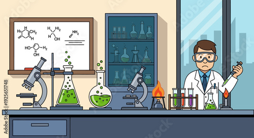 Scientist working in laboratory with equipment