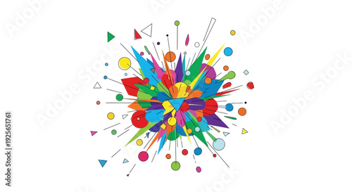 Vibrant Shapes Burst in Abstract Design Scene