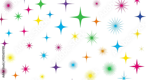 Colorful stars shine brightly in space