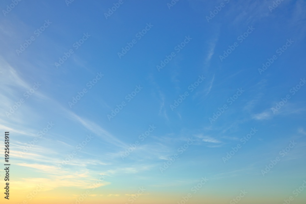 Fototapeta premium Wonderful New Zealand evening sky replacement of very soft thin clouds on a blue sky.