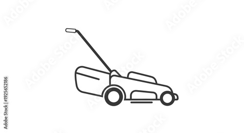 Illustration shows a lawn mower on the grass