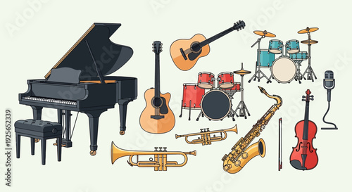 Musical instruments on display indoors