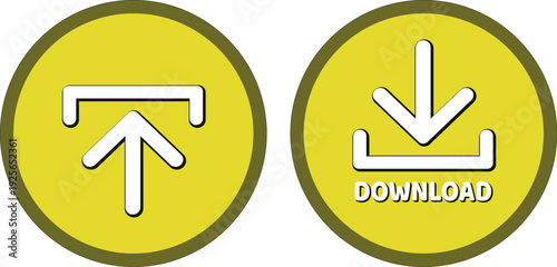 download button for internet website use. Download icon on isolated white background with shadow.