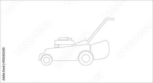 A lawn mower is cutting grass outdoors