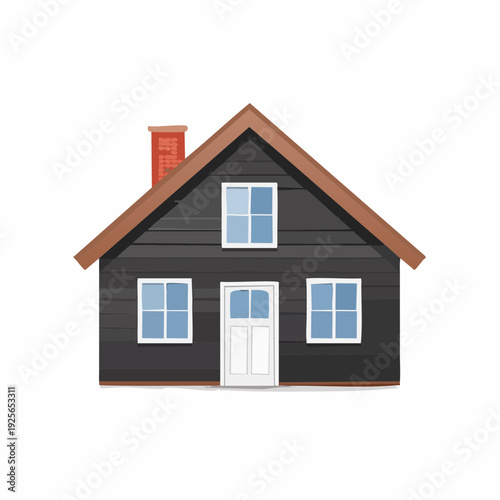 Cozy Single Family House Illustration with Neutral Tones and Simple Design Aesthetics