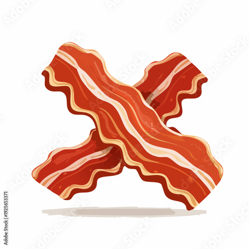 Crispy bacon strips illustration, a breakfast staple in a culinary presentation perfection