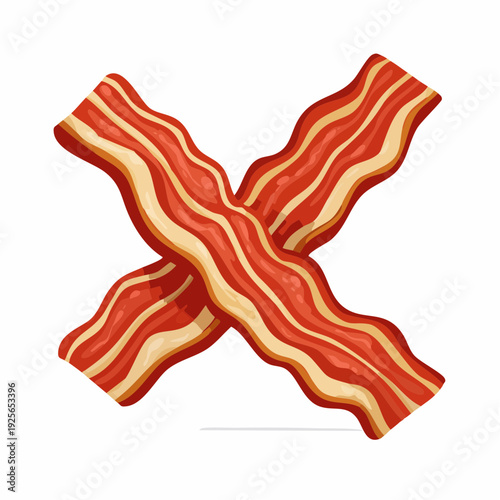 Crispy bacon strips arranged in a cross, a delicious breakfast delight and ingredient