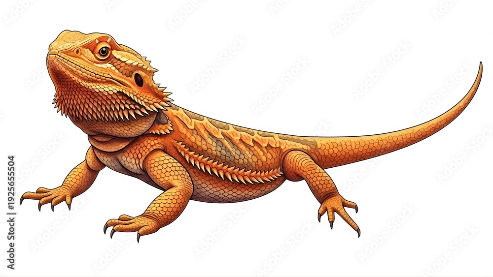 Naklejka premium A vibrant orange bearded dragon lizard on transparent background