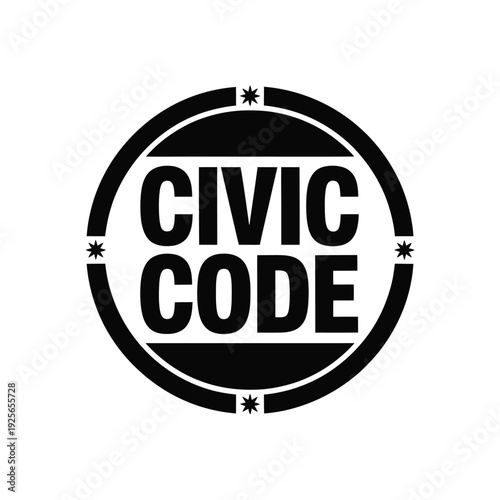 Modern bold circular logo design featuring 'CIVIC CODE' text with decorative star.