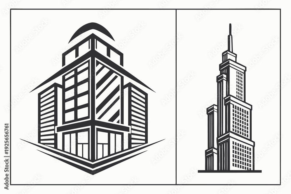 Fototapeta premium Minimalist architecture logo collection with modern house and building icons