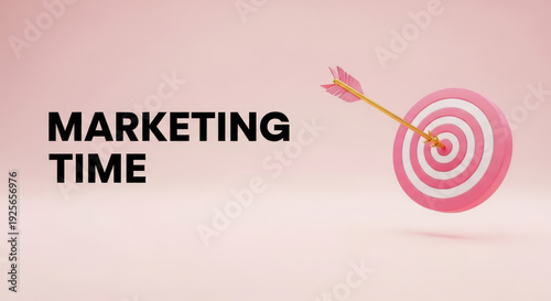 Marketing Time Arrow Hitting Bullseye Target Center Achieving Success Goal Accuracy Focus Strategy Dartboard Game Competition Challenge Achievement