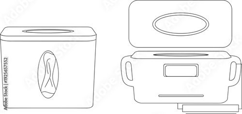 Tissue Box Vector Illustration Set with Facial Tissue Dispenser and Rectangular Paper Holder Icons for Hygiene and Bathroom Interior Design
