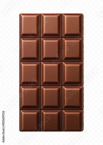 realistic 3d smooth piece of milk chocolate bar in different style isolated on transparent background