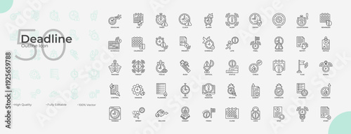 Deadline Line Editable Icons set