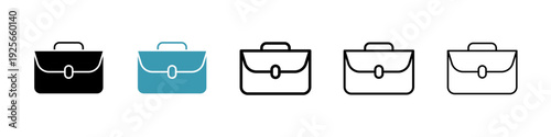 Briefcase icons collection in black and blue colors